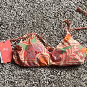 Maaji Coral & Green Paisley Print Bikini Top